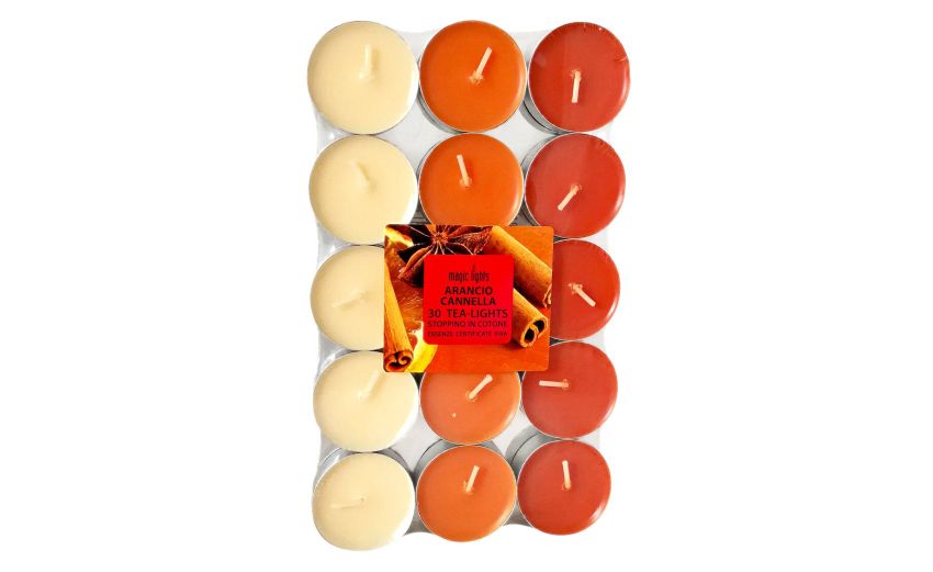Tea Lights set 30 candele arancia e cannella- -Arancione-Cera-20 cmx11 cm Tea Lights set 30 candele arancia e cannella- -Arancione-Cera-20 cmx11 cm