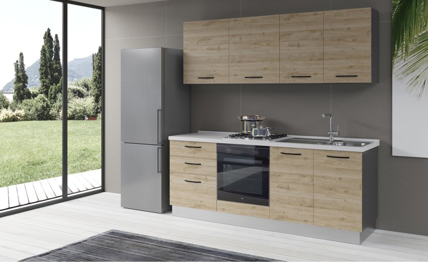 Gilda cucina 270 cm colore rovere cadiz -3 elettrodomestici Gilda cucina 270 cm colore rovere cadiz -3 elettrodomestici