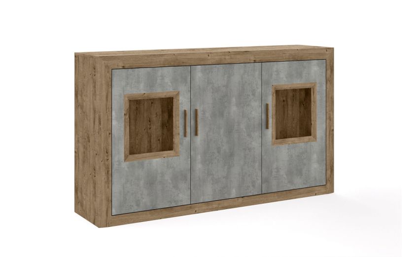 Tolosa credenza 3 ante in ribec cognac e beton oxid--Legno naturale-Melaminico-105 cmx181 cm Tolosa credenza 3 ante in ribec cognac e beton oxid--Legno naturale-Melaminico-105 cmx181 cm