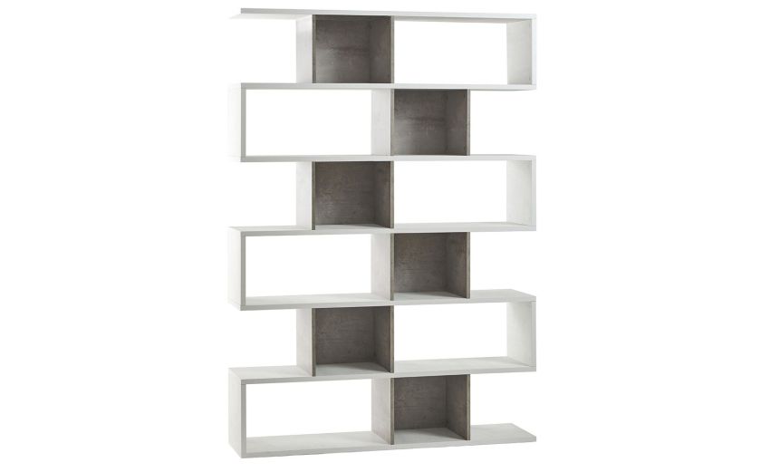 Book libreria a parete ossido bianco/cemento h215 cm--Bianco-Pannello melaminico-215 cmx150 cm