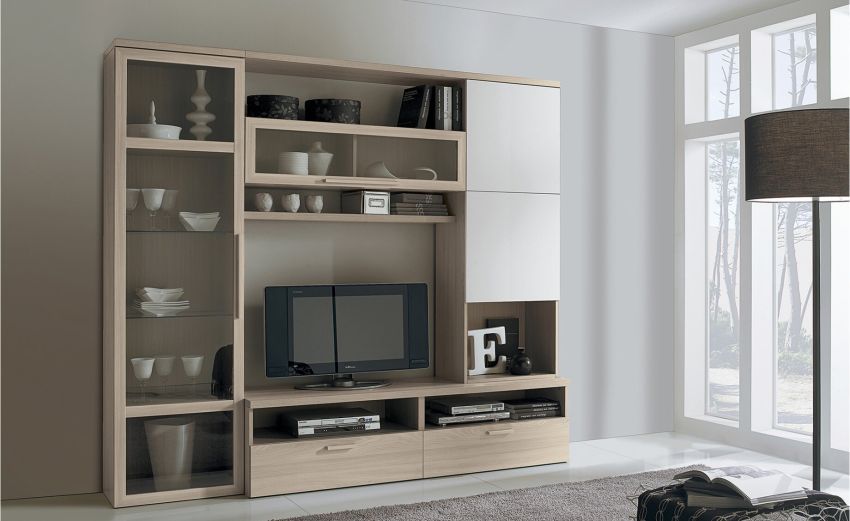 Carpi parete soggiorno colore olmo perla e bianco lucido L.40-Larghezza 240 Carpi parete soggiorno colore olmo perla e bianco lucido L.40-Larghezza 240