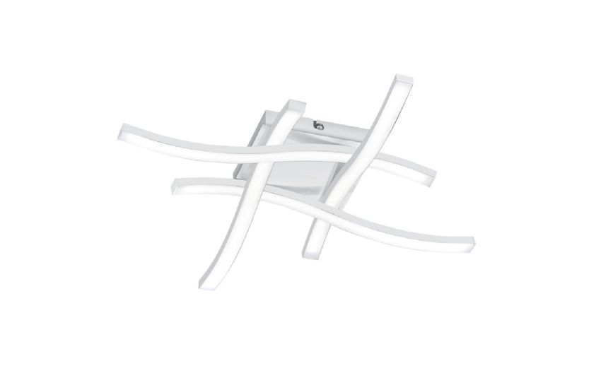 Route plafoniera LED 4 luci in metallo 20W - -Bianco-Metallo-7 cmx45 cm