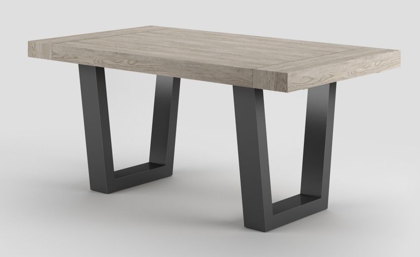 Dual tavolo in pannello nobilitato colore grigio gessato L140/220 cm-Le braccia di allungamento in legno di faggio-Grigio-Nobilitato-76 cmx140 cm