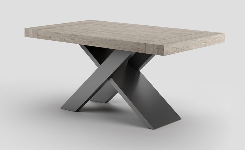 Twin tavolo grigio gessato L160/260 cm-Tavolo allungabile-Grigio-Nobilitato-76 cmx160 cm Twin tavolo grigio gessato L160/260 cm-Tavolo allungabile-Grigio-Nobilitato-76 cmx160 cm
