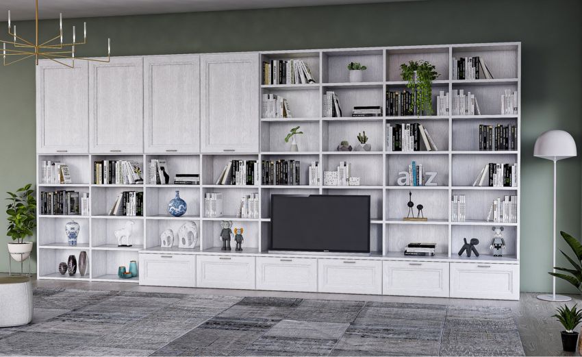 Venere parete soggiorno bianca 480x33/48x228 cm-Larghezza 480 Venere parete soggiorno bianca 480x33/48x228 cm-Larghezza 480