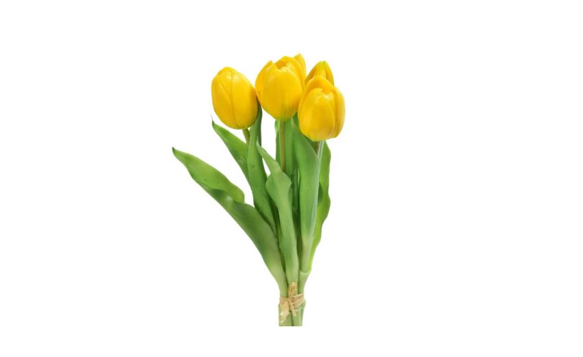 Mazzo di 5 tulipani gialli h31 cm--Giallo-Gomma