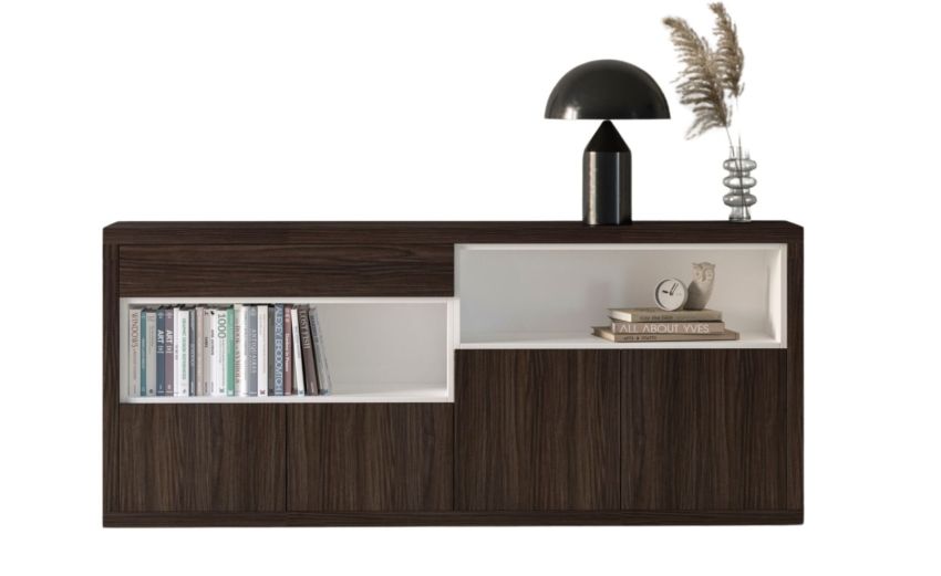 New York madia colore teak e bianco opaco- -Legno scuro-Pannello-74