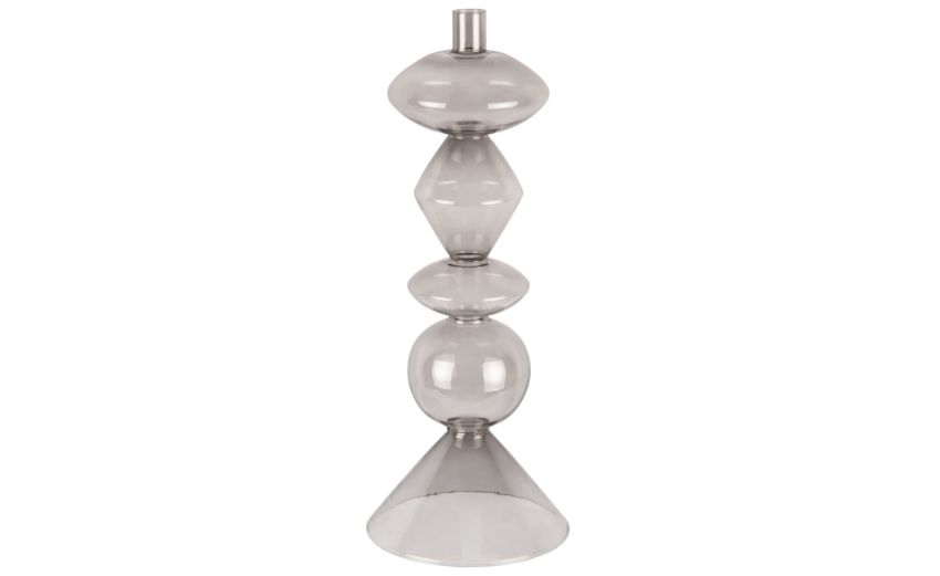 Totem porta candela in vetro nero Ø16 cm--Nero-Vetro
