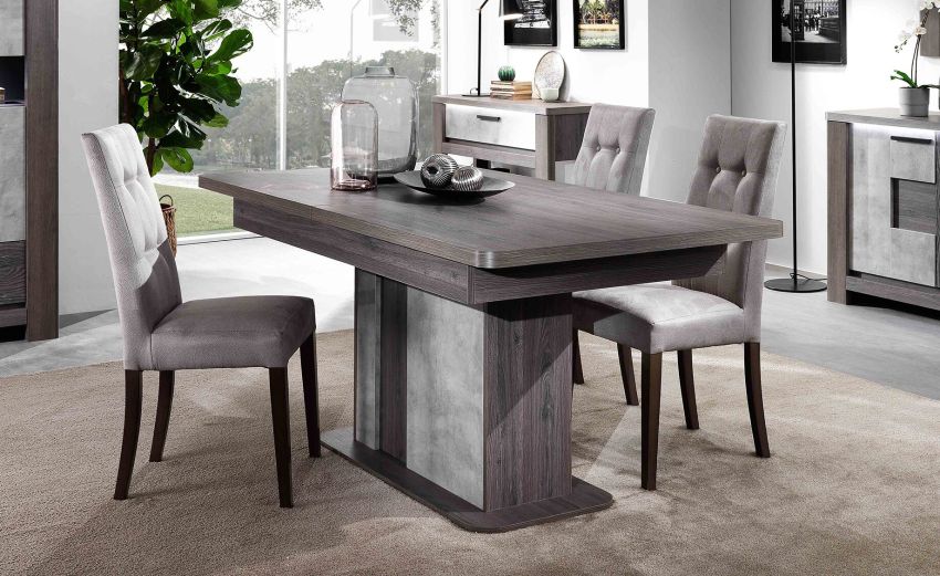 Tallin tavolo allungabile legno scuro e pietra naturale--Legno scuro-Pannello-78 cmx180 cm Tallin tavolo allungabile legno scuro e pietra naturale--Legno scuro-Pannello-78 cmx180 cm