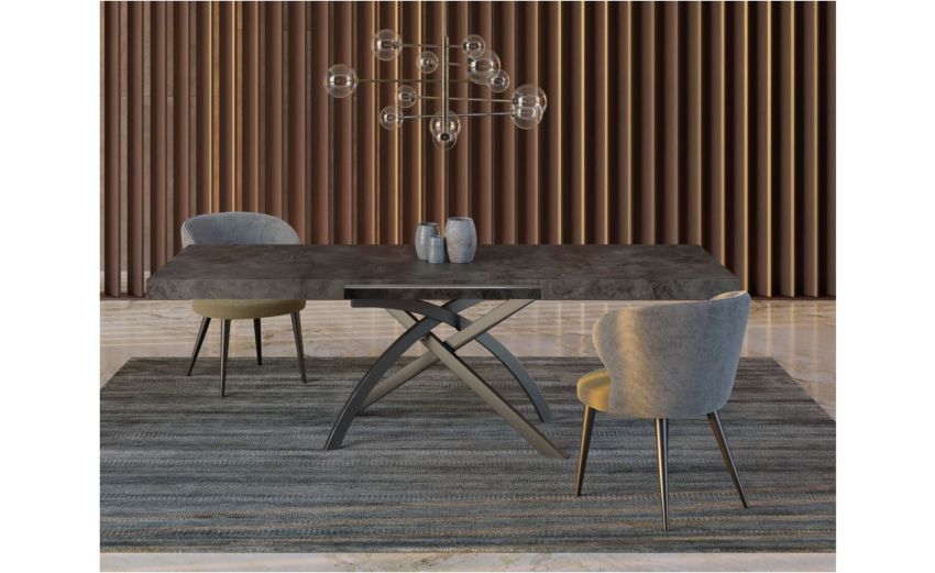 Bridge tavolo allungabile grafite/ossido--Grigio-Nobilitato-75 cmx160 cm