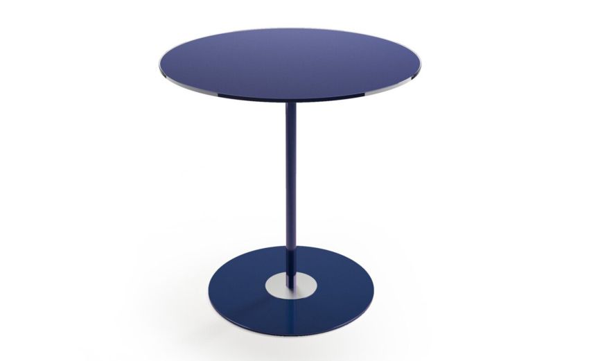 Glass tavolino Dallia rotondo blu h52 cm--Blu-Vetro