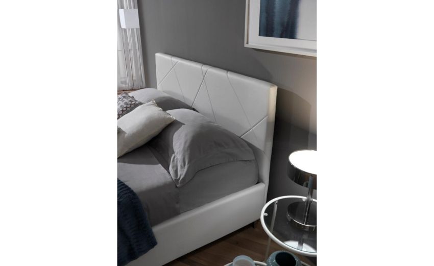 Tom letto matrimoniale contenitore comfort bianco-In similpelle