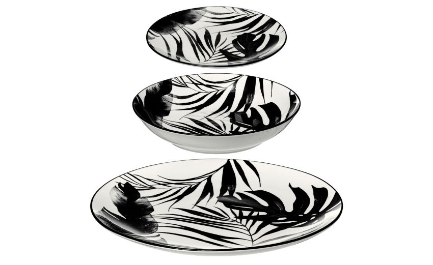 Palme Black set piatti 18 pezzi in porcellana- -Bianco-Porcellana Palme Black set piatti 18 pezzi in porcellana- -Bianco-Porcellana
