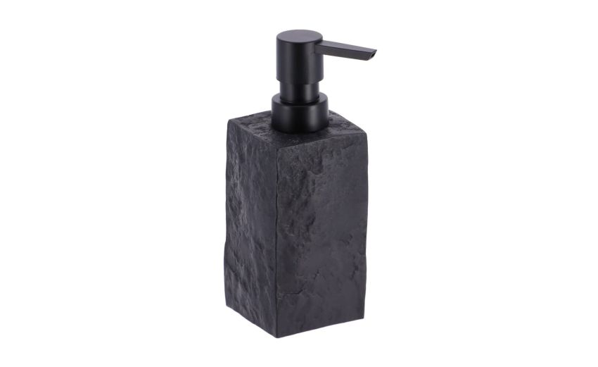 Dispenser nero effetto pietra grezza 6x18 cm- -Nero-Poliresina-18 cmx6 cm