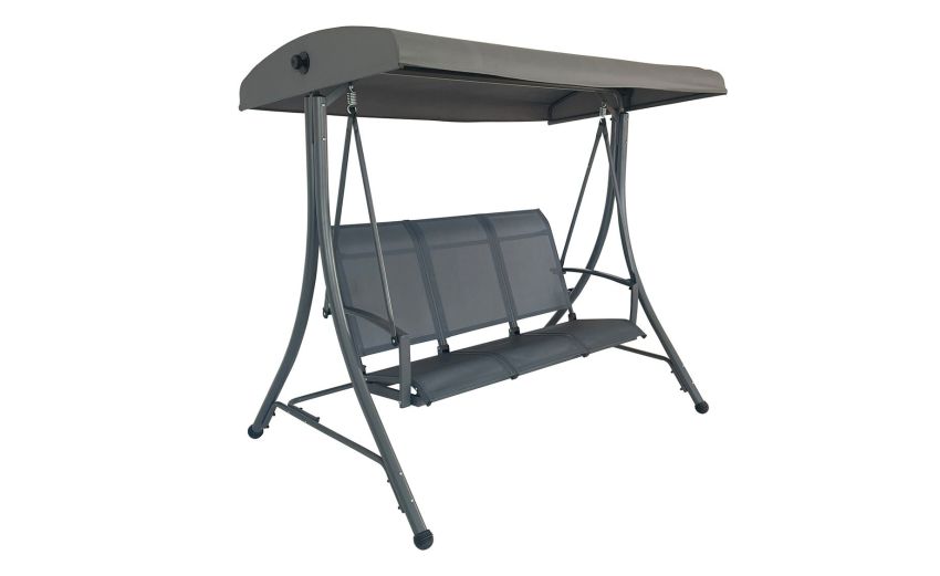Jennyfer dondolo 3 posti con tettuccio antracite--Grigio scuro-Acciaio-178 cmx195 cm