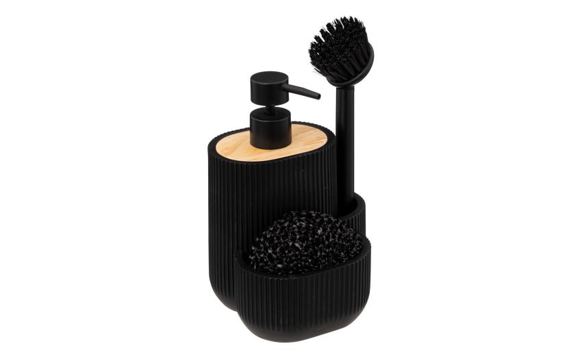 Dispenser cucina nero con spugna e spazzola--Nero--18 cmx13
