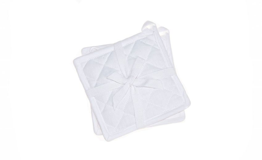 Greta set 2 presine in 100% cotone bianco- --100% Cotone-18 cmx18 cm Greta set 2 presine in 100% cotone bianco- --100% Cotone-18 cmx18 cm