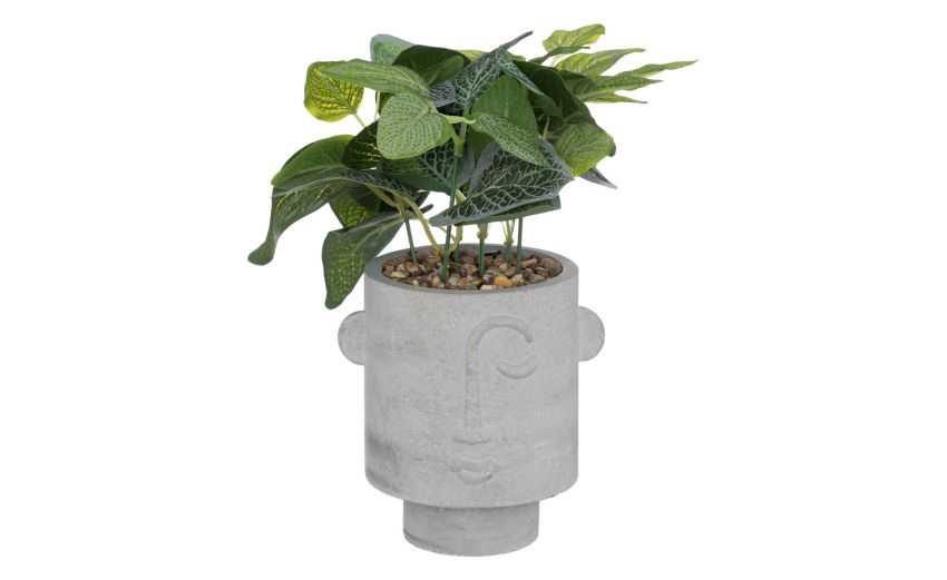 Pianta verde in vaso a forma di viso H26 cm--Grigio-Pvc-26 cmx13 cm