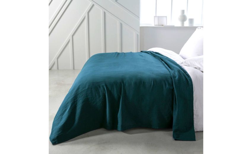 Organic Cotton copritutto petrolio 180x260 cm- --100% Garza di Cotone-Singolo