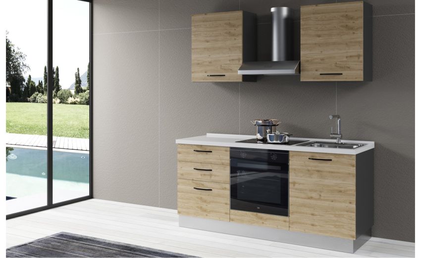 Gilda 2.0 cucina 180 cm colore rovere cadiz -2 elettrodomestici Gilda 2.0 cucina 180 cm colore rovere cadiz -2 elettrodomestici