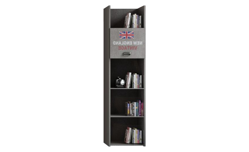 Street libreria 4 vani e 1 anta antracite-In pannello-Grigio scuro-Pannello-185 cmx56 cm