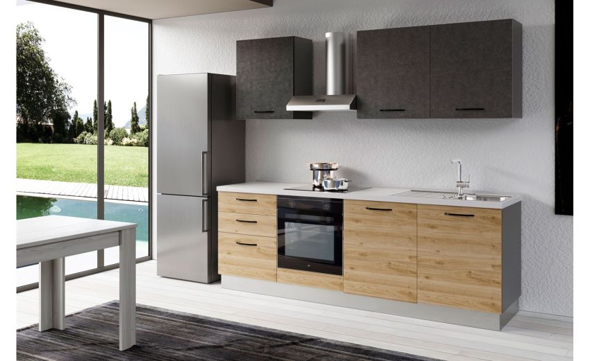 Gilda 2.0 cucina 300 cm colore rovere cadiz e portland -3 elettrodomestici Gilda 2.0 cucina 300 cm colore rovere cadiz e portland -3 elettrodomestici