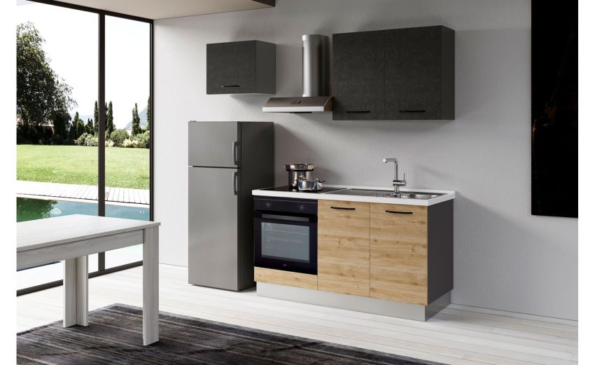 Gilda 2.0 cucina 210 cm colore rovere cadiz e portland -3 elettrodomestici