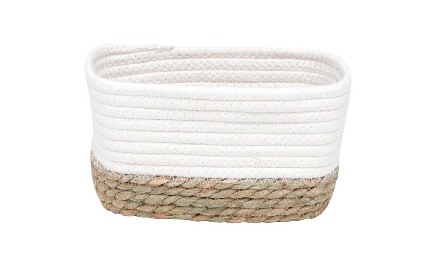 Paul cesta in cotone bianco 21x13 cm- -Bianco-Cotone-12 cmx21 cm Paul cesta in cotone bianco 21x13 cm- -Bianco-Cotone-12 cmx21 cm