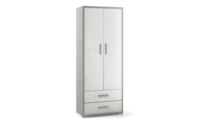Work mobile ufficio 2 ante e 2 cassetti colore cemento/ossido bianco--Grigio-Melaminico-182 cmx71 cm