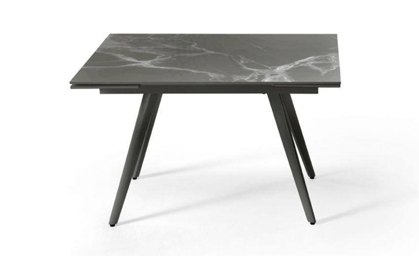 Symbol tavolo allungabile grigio-Con piano in pietra sinterizzata effetto marmo-Grigio scuro-Pietra-75 cmx120 cm