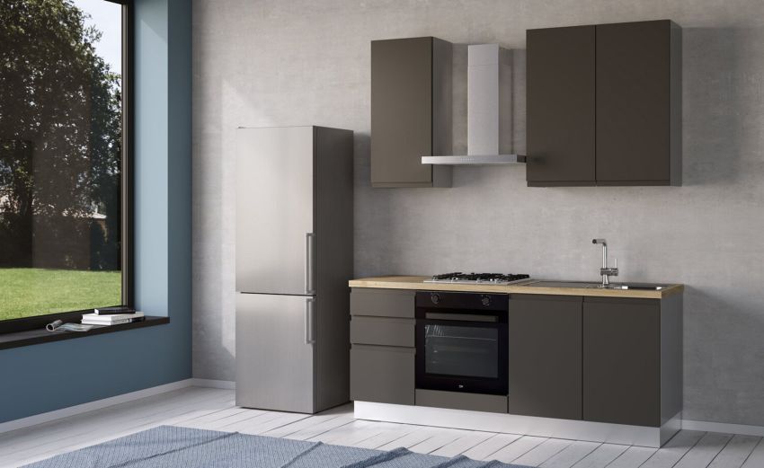 Iris cucina 195 cm colore grigio scuro -2 elettrodomestici--Melaminico Iris cucina 195 cm colore grigio scuro -2 elettrodomestici--Melaminico