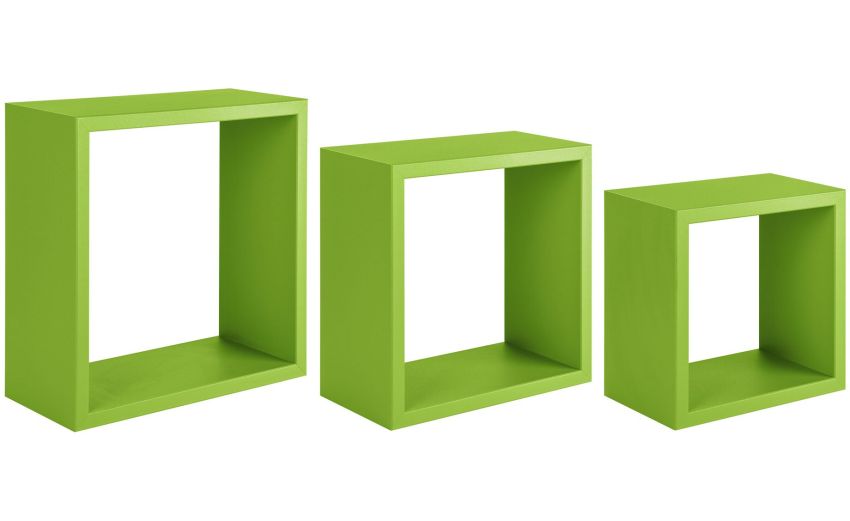 Square set 3 mensole in mdf verde - -Verde-Mdf