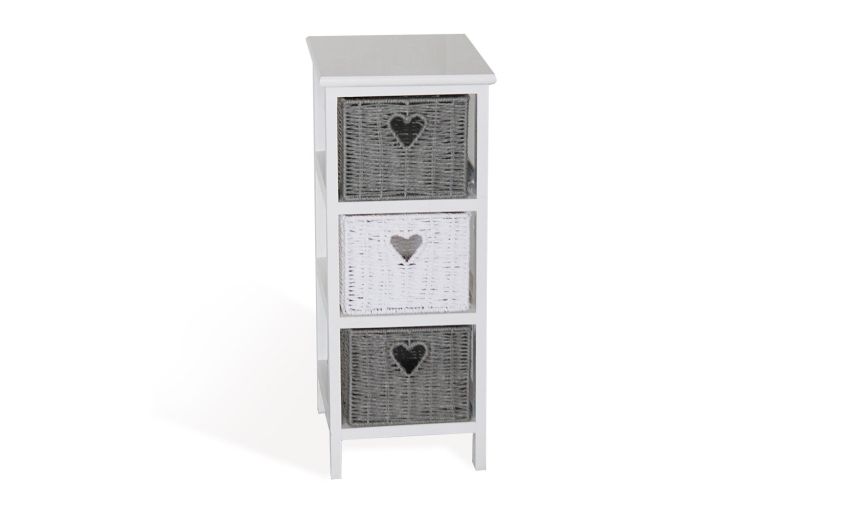 Cuore cassettiera 3 cassetti in legno bianco--Bianco-Legno-63 cmx26 cm Cuore cassettiera 3 cassetti in legno bianco--Bianco-Legno-63 cmx26 cm