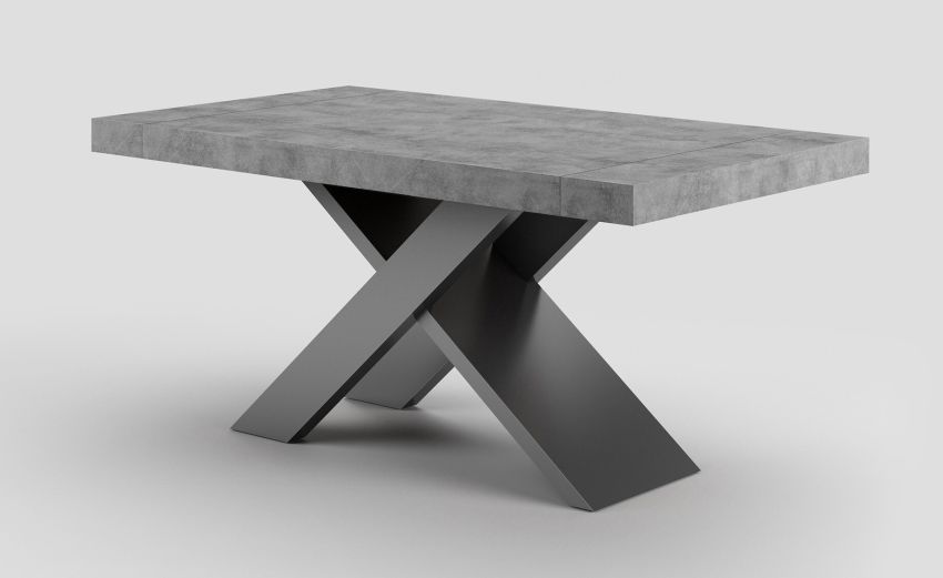 Twin tavolo cemento scuro L160/260 cm-Tavolo allungabile-Grigio-Nobilitato-76 cmx160 cm
