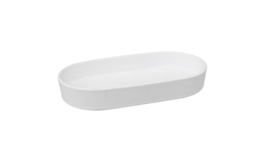 Beton piatto porta sapone in ceramica bianco --Bianco-Ceramica-3 cmx19 Beton piatto porta sapone in ceramica bianco --Bianco-Ceramica-3 cmx19