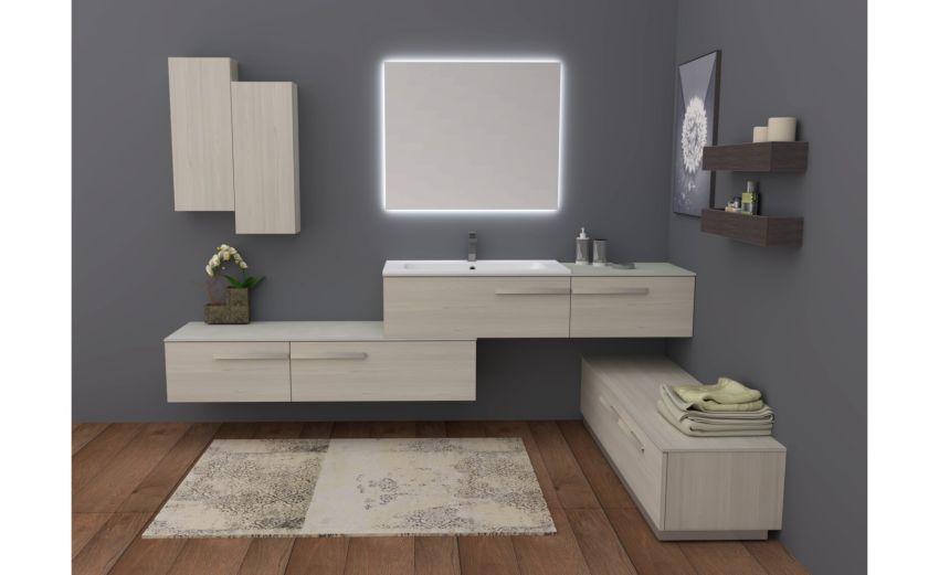 Deluxe pensile 1 anta color cemento grigio cielo-apertura push & pull-Grigio-Pannello-75 cmx30 cm Deluxe pensile 1 anta color cemento grigio cielo-apertura push & pull-Grigio-Pannello-75 cmx30 cm