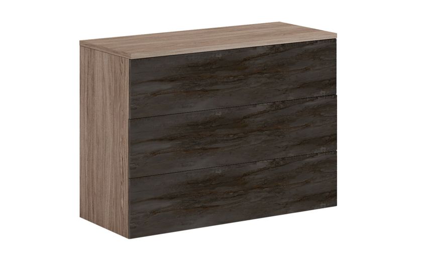 Mia comò 3 cassetti noce biondo / ossido -In pannello nobilitato-Legno scuro-Nobilitato-74 cmx103 cm