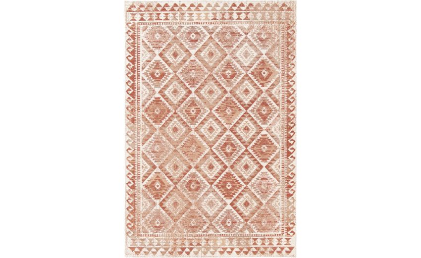 Yuri tappeto a rombi ruggine 160x230 cm--Rosso-Poliestere riciclato-230 cmx160 cm