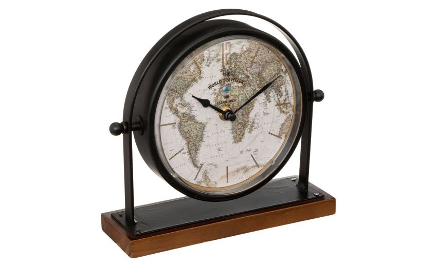Flavia orologio da tavolo in ferro nero H21 cm--Nero-Ferro-21 cmx21 cm Flavia orologio da tavolo in ferro nero H21 cm--Nero-Ferro-21 cmx21 cm
