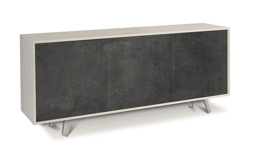Divina madia 3 ante ossido bianco/ossido nero--Nero-Pannello melaminico-74 cmx177 cm