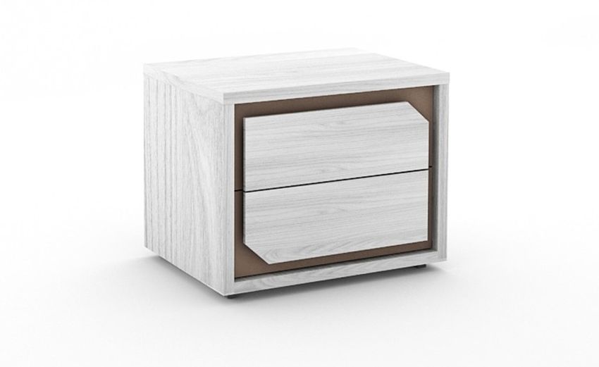 Krizia comodino 2 cassetti olmo bianco-In pannello-Bianco-Pannello-45 cmx57 cm Krizia comodino 2 cassetti olmo bianco-In pannello-Bianco-Pannello-45 cmx57 cm
