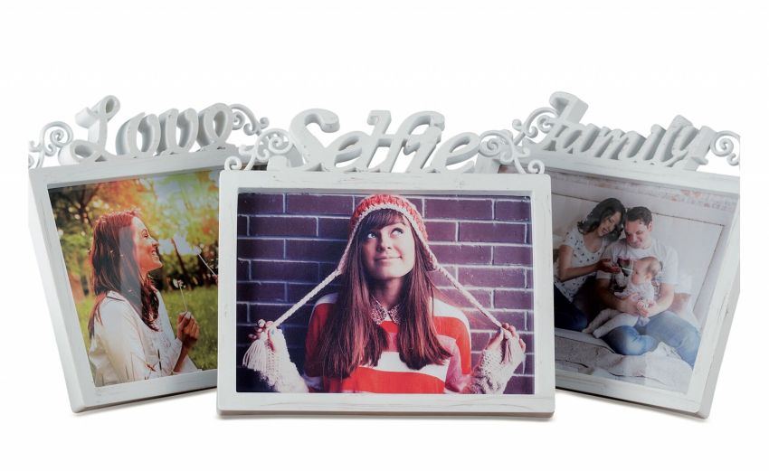 Word portafoto singolo con scritte 20x15 cm- -Bianco-Polipropilene-15 cmx20 cm