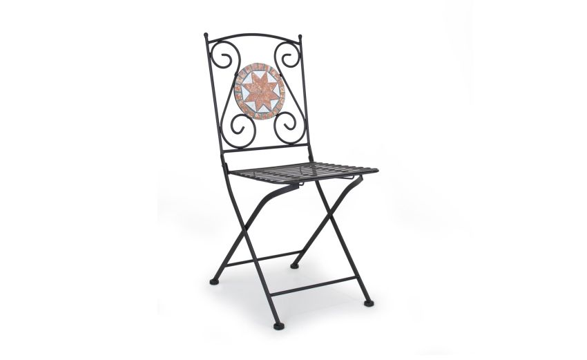 Otranto sedia in ferro con mosaico -Pieghevole-Antracite-Ferro-90 cmx37 cm Otranto sedia in ferro con mosaico -Pieghevole-Antracite-Ferro-90 cmx37 cm