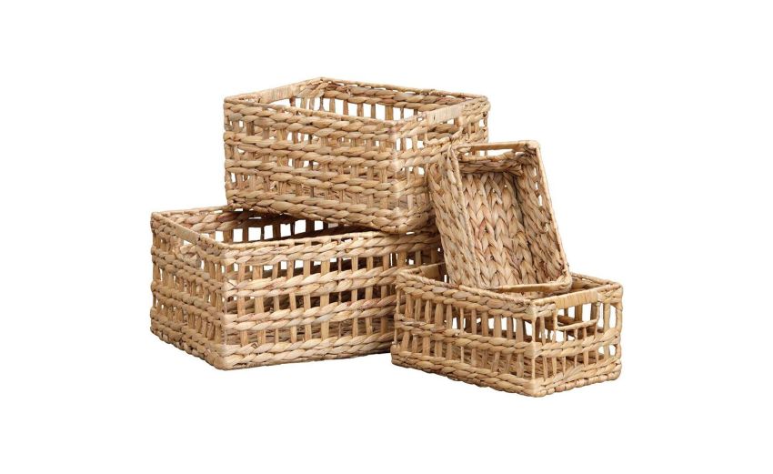 Mais cesta rettangolare fibra naturale 30x20 cm- -Beige-Fibra naturale-15 cmx30 cm