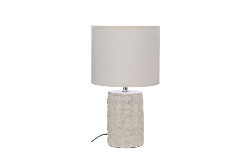 Cilindro lampada da tavolo in gres bianco 40W- -Bianco-Gres
