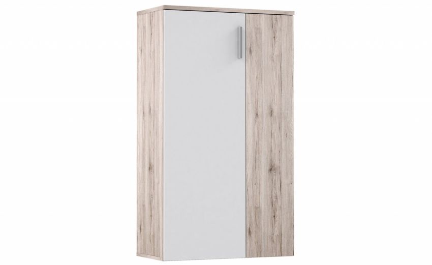 Blog scarpiera bianco e rovere naturale 2 ante-Contiene fino a 18 paia di scarpe-Legno naturale-Pannello-120