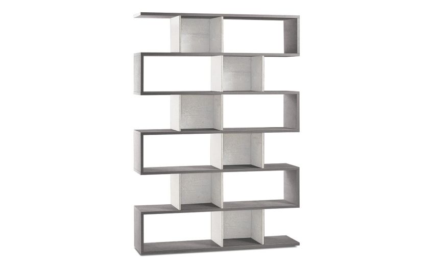 Book libreria a parete cemento/ossido bianco h215 cm--Bianco-Pannello melaminico-215 cmx150 cm