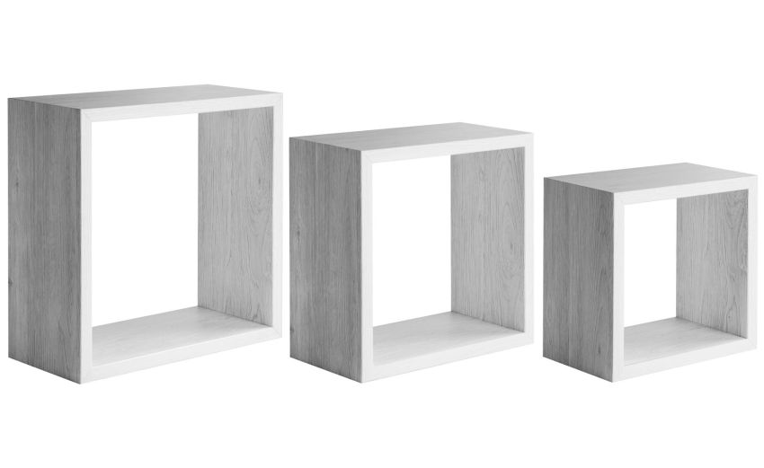 Square set 3 mensole in mdf legno bianco - -Legno bianco-Mdf