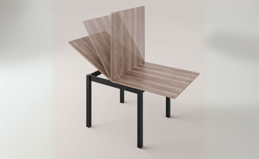 Book tavolo allungabile antracite/rovere rustico-Apertura a libro-Legno-Legno-77 cmx90 cm