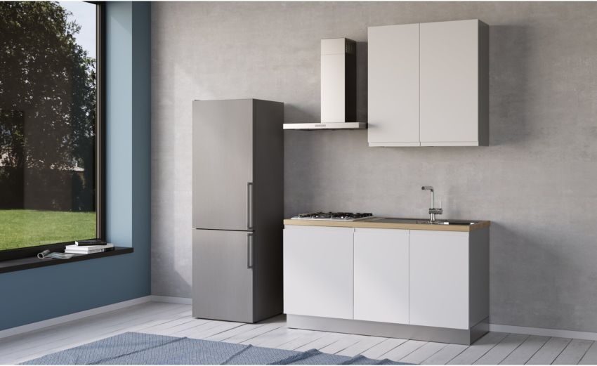 Iris cucina 150 cm colore bianco opaco -1 elettrodomestico --Melaminico Iris cucina 150 cm colore bianco opaco -1 elettrodomestico --Melaminico